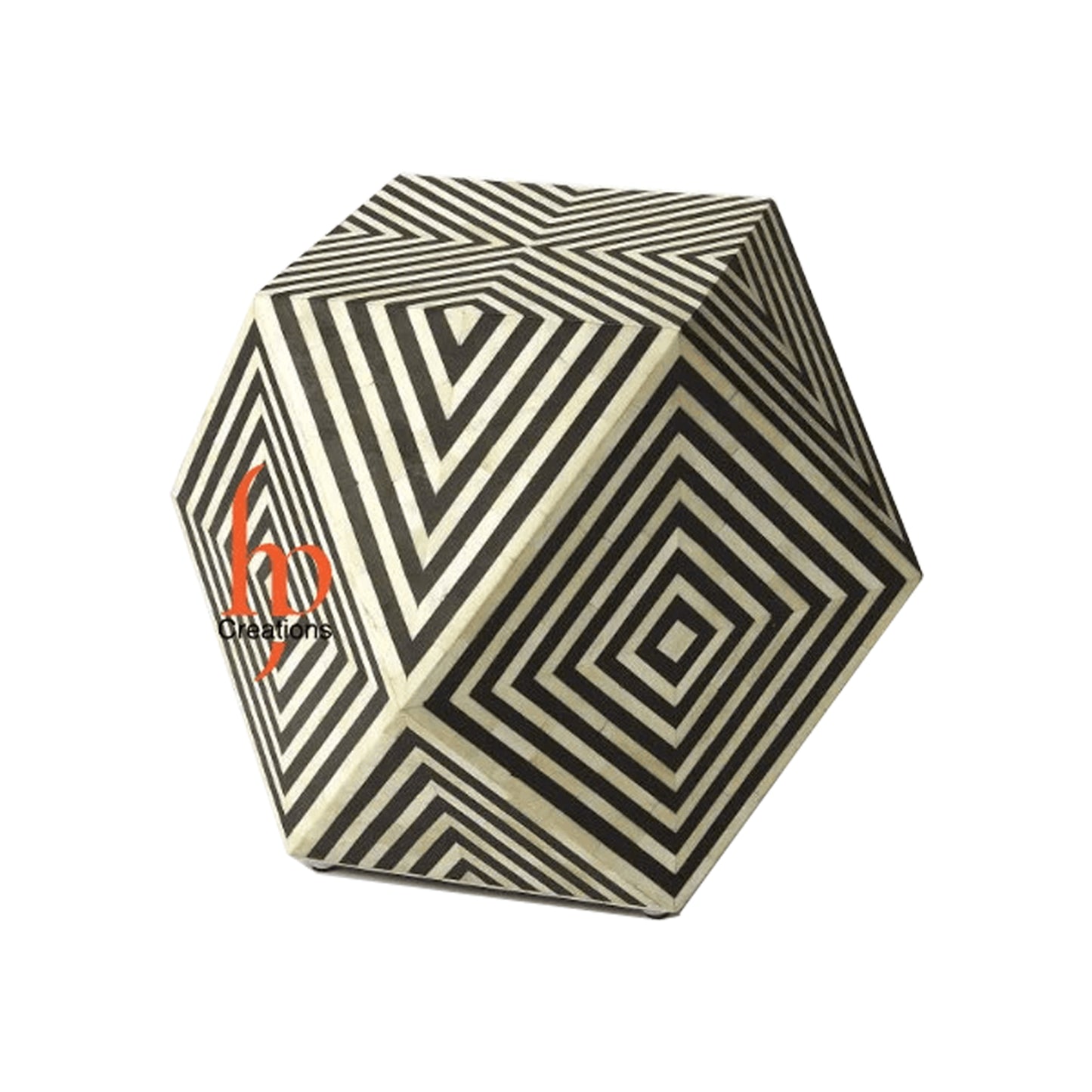 personalized Handmade Beautifully Crafted Bone Inlay Diamond Cut Stool In Stripe Pattern
