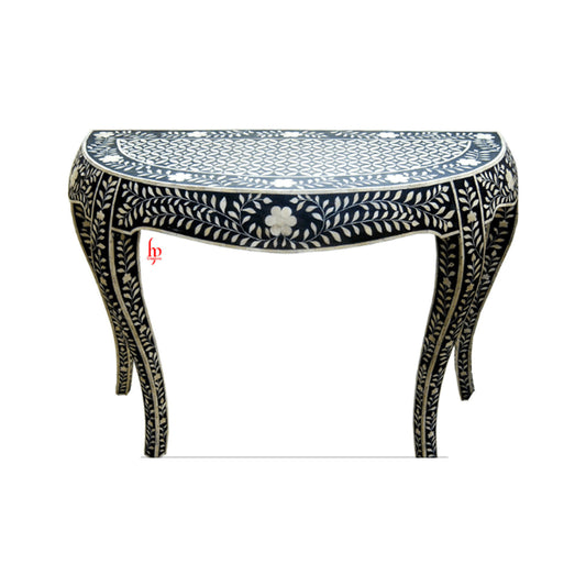 Bone Inlay Semi Circular Console Table Attractive Entry Way Furniture Perfect Home Decor