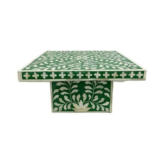 Handmade Customized Bone Inlay Floral Pattern Rectangular Cake Stand