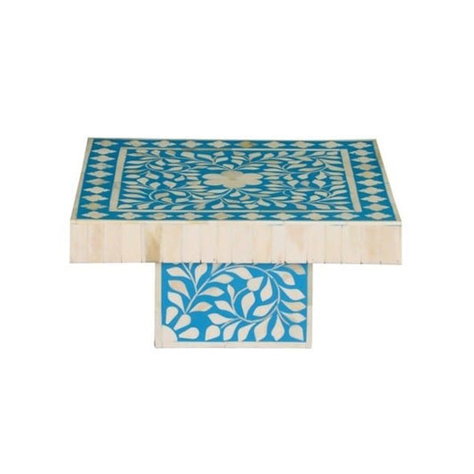 Handmade Customized Bone Inlay Floral Pattern Rectangular Cake Stand