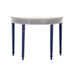 Personalized Bone Inlay Entryway Blue Console Semicircular Floral Table in Indian Motif Design