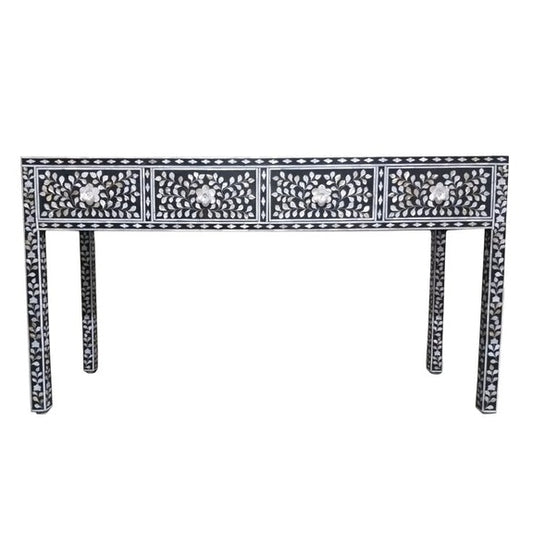 Customized Handmade Mother of Pearl 4 Drawer Console Table