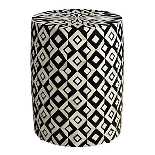 Personalized Bone Inlay Round Stool Home Decor Furniture Beautifully Attractive Look Side Table Dinning Stool Classic Vintage Furniture