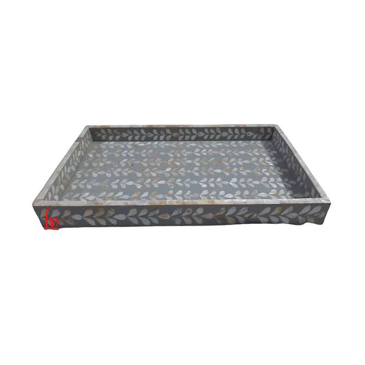 Hand-applied Mother Of Pearl Decorative Serving Tray Perfect Home Decor