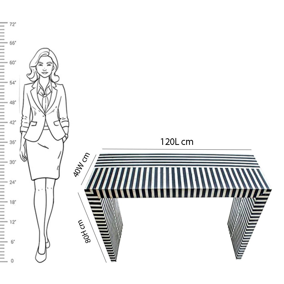 Handmade Customized Bone Inlay Zebra Pattern Console Table