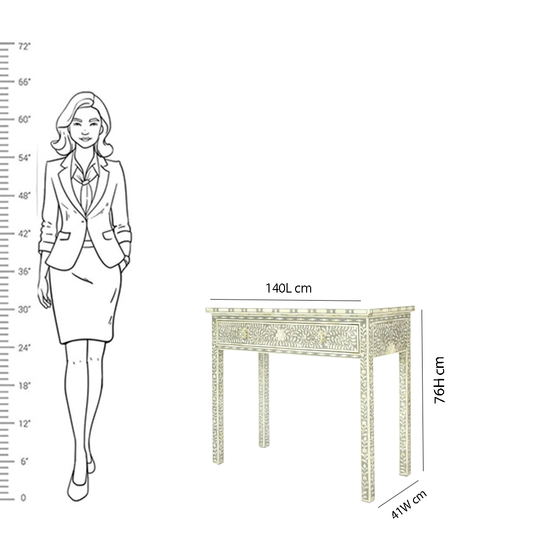 Personalized Handmade Bone Inlay Console single Drawer Geometric Design Stunning Look Entrance Beautiful Table Furniture