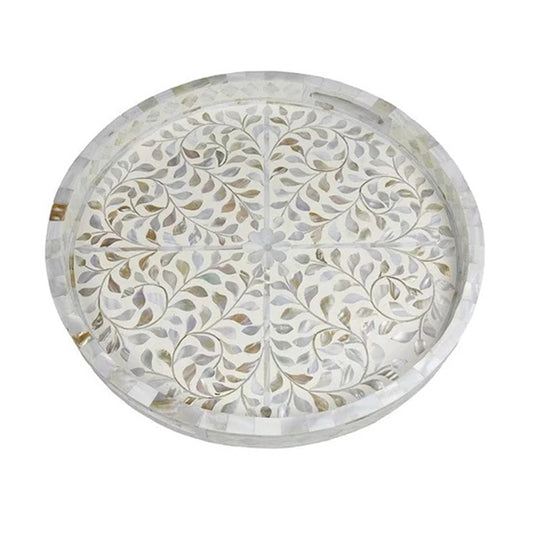 Handmade Customized Mother of Pearl Round Serving Tray