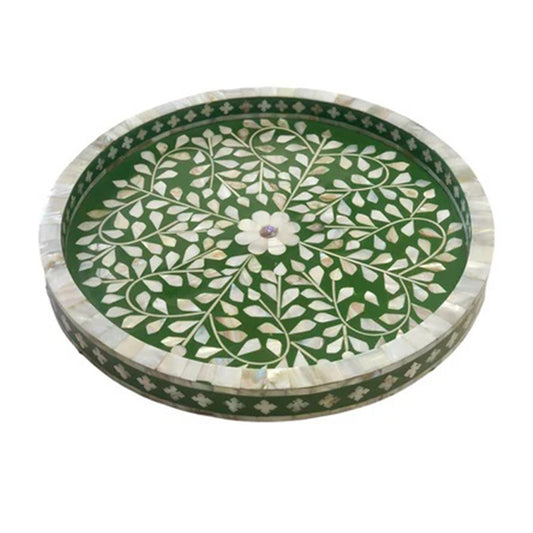 Handmade Customized Mother of Pearl Round Serving Tray