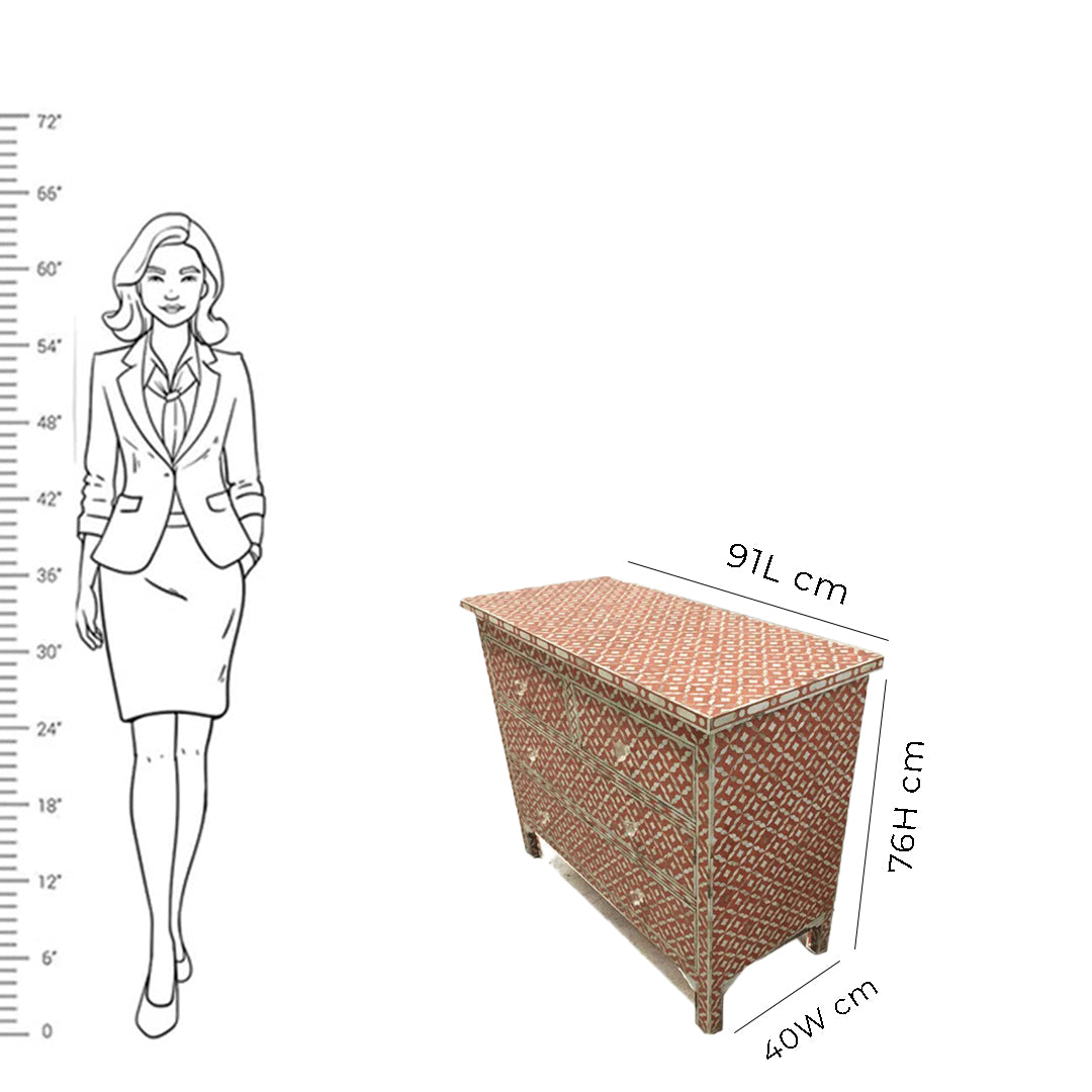 Handmade Mother Of Pearl 4 Chest Of Drawers Beautiful Geometric Design Inlay Furniture .