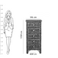 Bone Inlay Tall Boy Chest Of 5 Drawer in Fish Scale Pattern