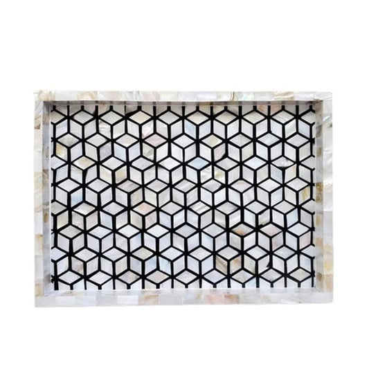 Handmade Customized Mother of Pearl rectangular Serving Tray