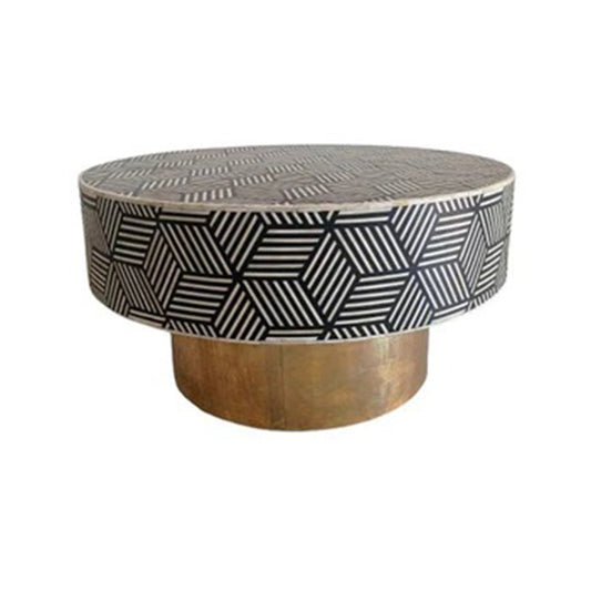 Customized Handmade Bone Inlay Round Coffee Table