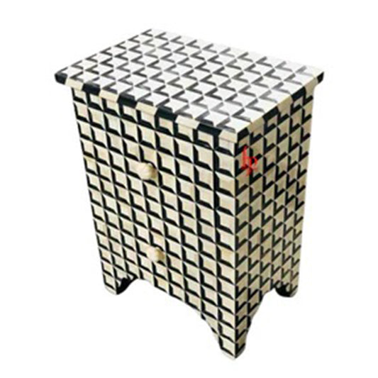 Black color Bone inlay Bedside Table Night Stand End table for Bedroom Decor