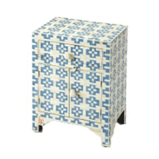 Personalized Handmade Bone Inlay Set Of 2 Bedside Tables Home Decor Furniture Attractive Floral Design Entrance Tables