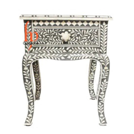 Personalized Bone Inlay Small Bedside Table Attractive Traditional Design Bedside Table