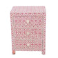 Bone Inlay Bedside 3 Drawers Table in Pink Color Personalized and Customized
