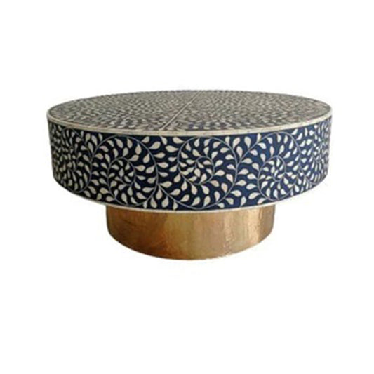 Handmade Customized Bone Inlay Round Coffee table