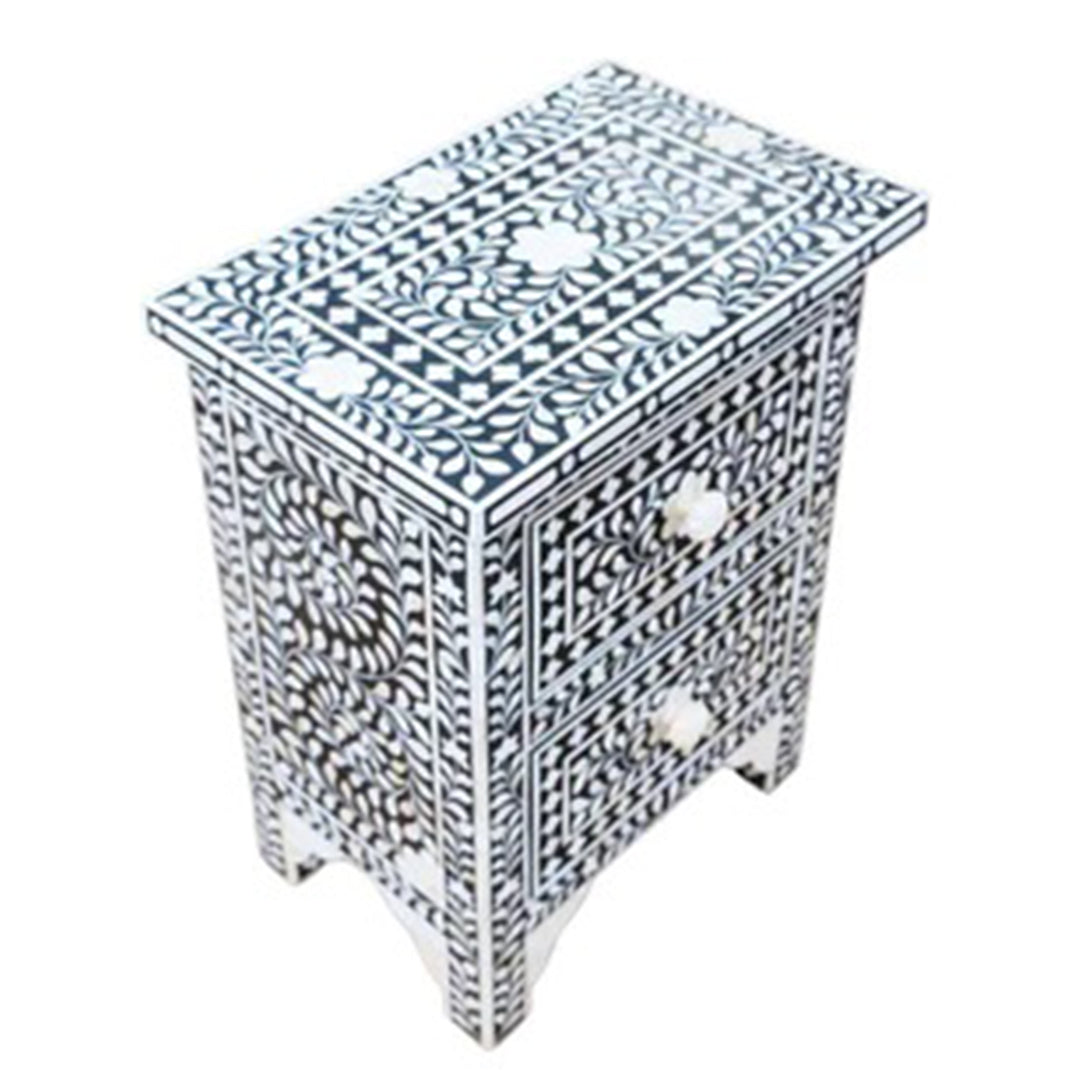 Personalized Handmade Bone Inlay Bedside Tables Home Decor Furniture Attractive Floral Design Entrance Tables