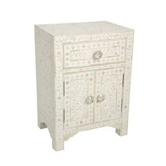 Personalized Handmade Bone Inlay Bedside Table for Home Decor