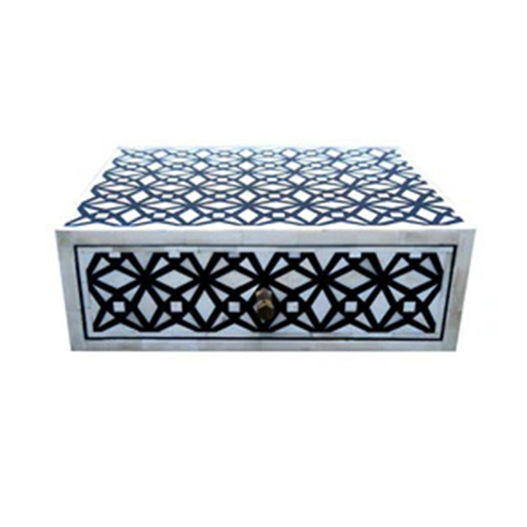 Handmade Customized Bone Inlay Geometric Pattern Floating Bedside