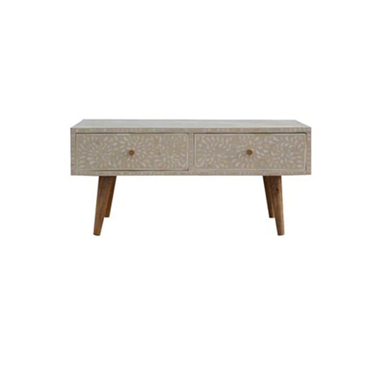 Handmade Bone Inlay Rectangle Coffee Table Customized Center Table