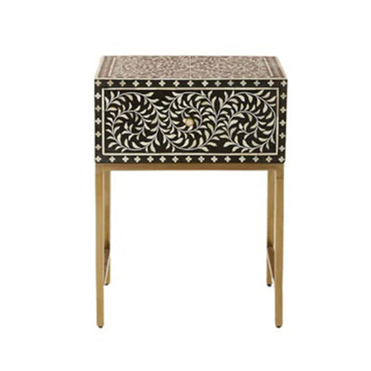 Personalized Bone Inlay Bedside Table Home Decor Purpose Attractive Design Beautifully Crafted Bedside Table