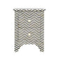 Personalized Bone Inlay Zigzag Small Attractive Look Bedside Table with Two Drawer