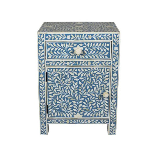 Personalized Handmade Bone Inlay Bedside Table  Home Decor Furniture Attractive Floral Design