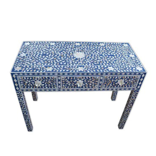Handmade Customized Mother of Pearl 3 Drawer Console Table