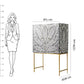 Customized Handmade Bone Inlay Peacock Pattern Bar Cabinet