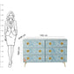 Bone Inlay Chest Of 6 Drawers Antique Geometric Design In Blue Indian Handmade Furniture Bone Inlay Dresser Cabinet.