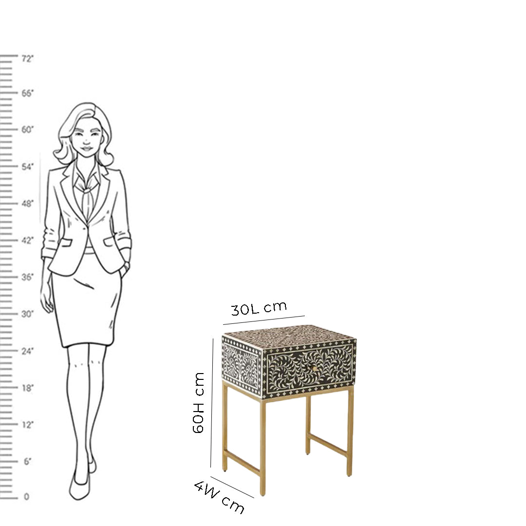 Personalized Bone Inlay Bedside Table Home Decor Purpose Attractive Design Beautifully Crafted Bedside Table