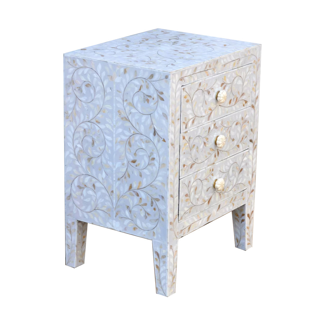 Personalized Mother Of Pearl Inlay Bedside Table Home Decor Purpose Attractive Design Beautifully Crafted Bedside Table