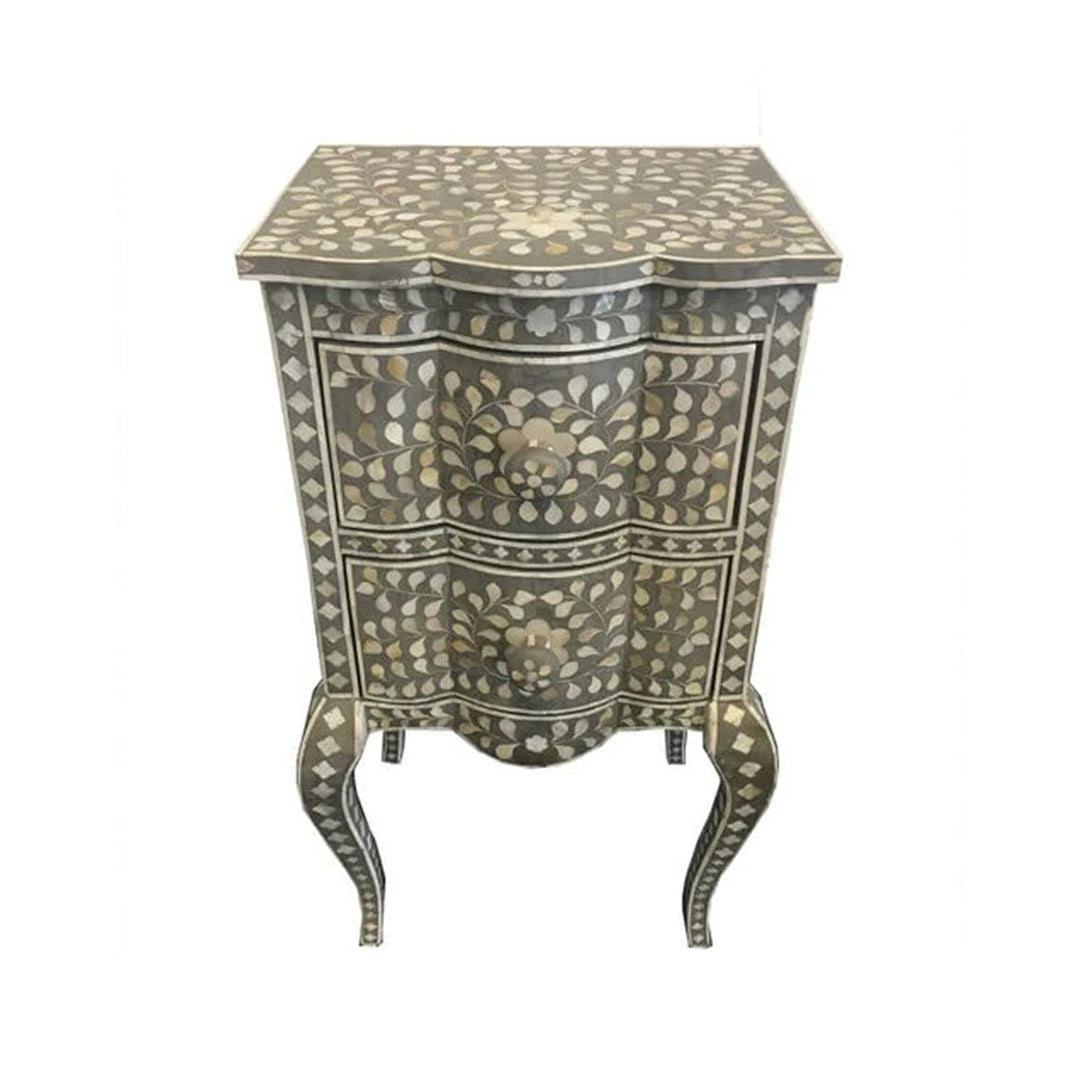 Personalized Mother of Pearl Antique Handmade Night Stand End table Furniture with Insurance