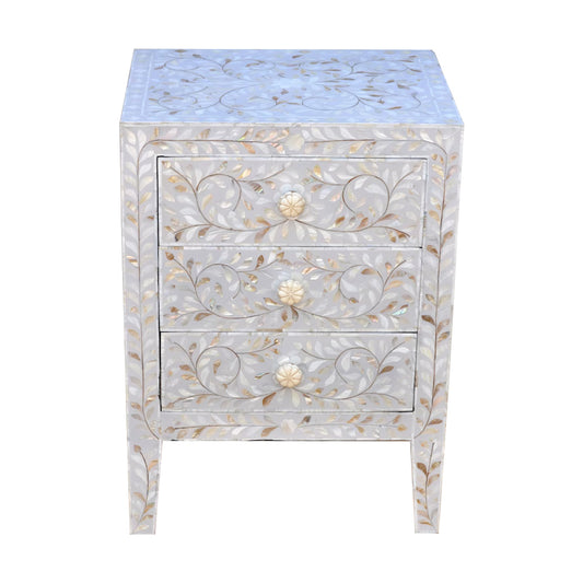 Personalized Mother Of Pearl Inlay Bedside Table Home Decor Purpose Attractive Design Beautifully Crafted Bedside Table