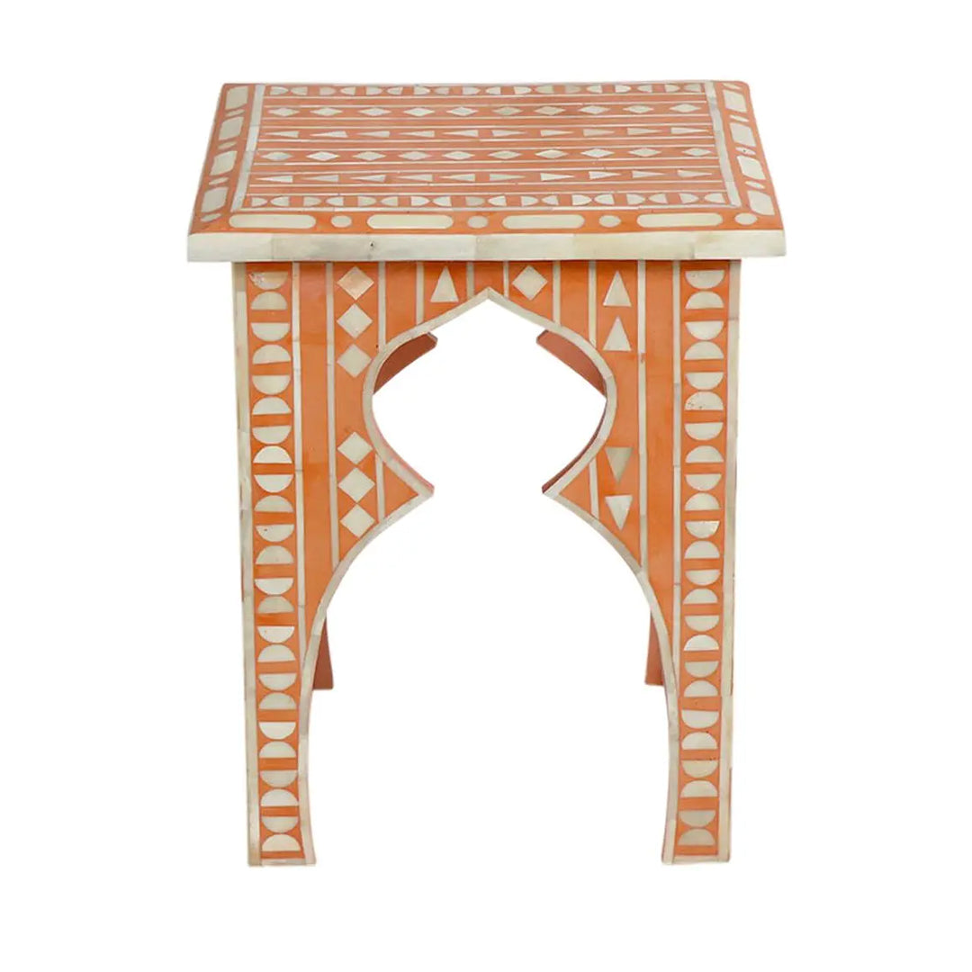 Handmade Bone Inlay Modern Antique Floral Design Stool Home Decor Furniture Beautifully Design Classic Vintage Furniture