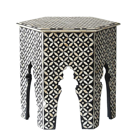 Handmade Bone Inlay Modern Antique Floral Design Stool Home Decor Furniture Beautifully Design Classic Vintage Furniture