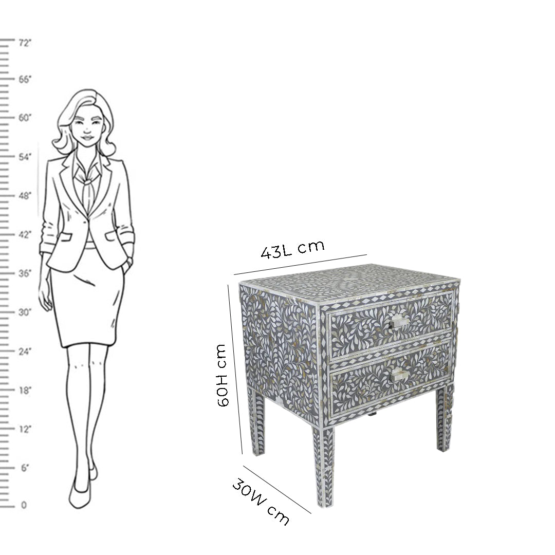 Personalized Mother of Pearl Antique Handmade Night Stand End table Furniture with Insurance