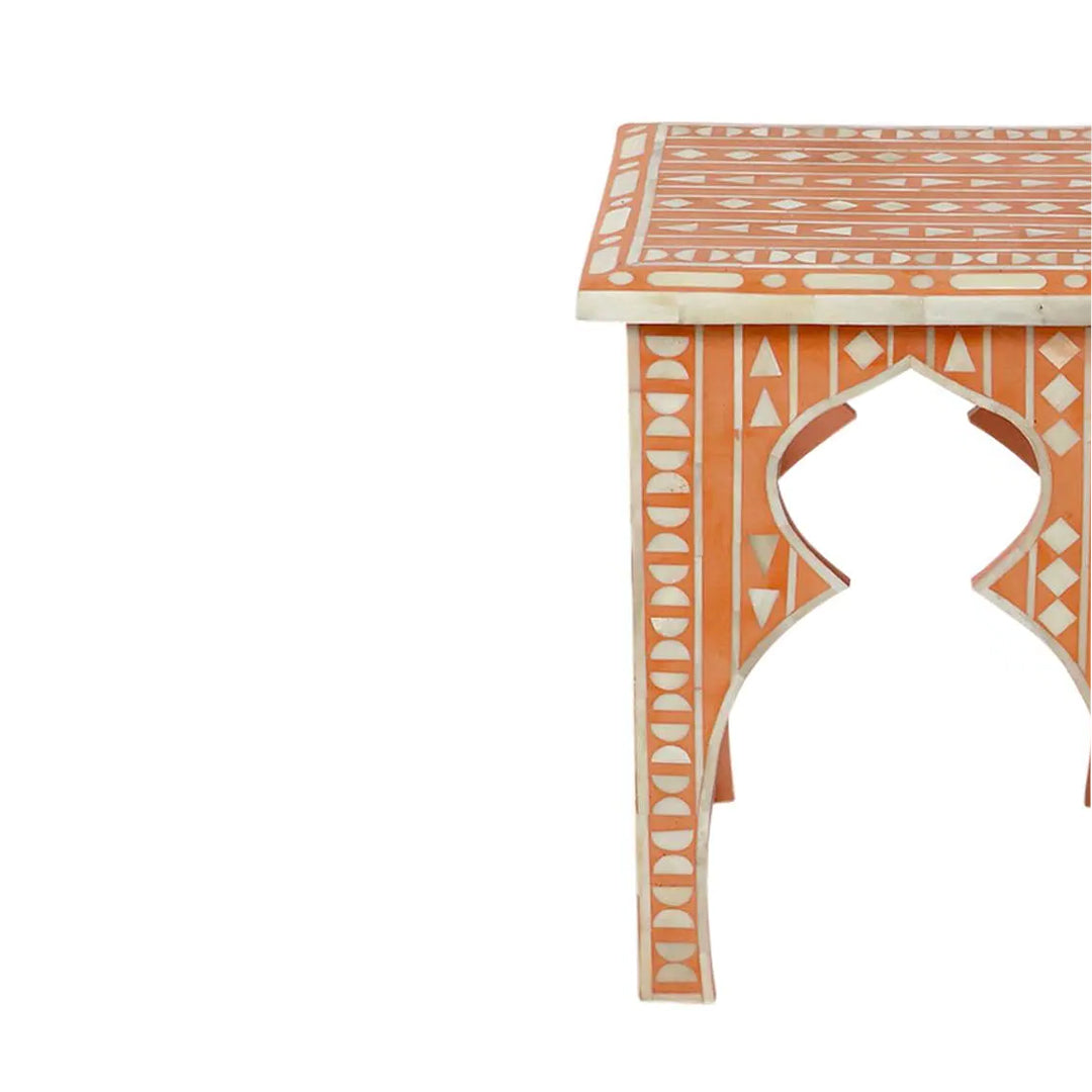 Handmade Bone Inlay Modern Antique Floral Design Stool Home Decor Furniture Beautifully Design Classic Vintage Furniture