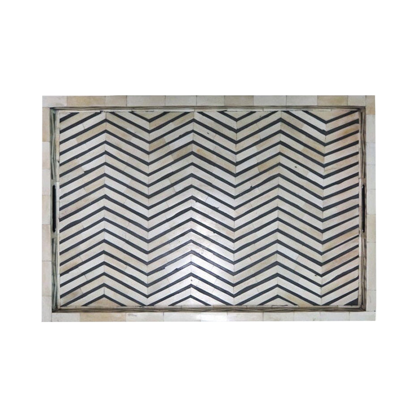 Customized Handmade Bone Inlay Chevron Pattern Serving Tray Best Gift For Any Occasion