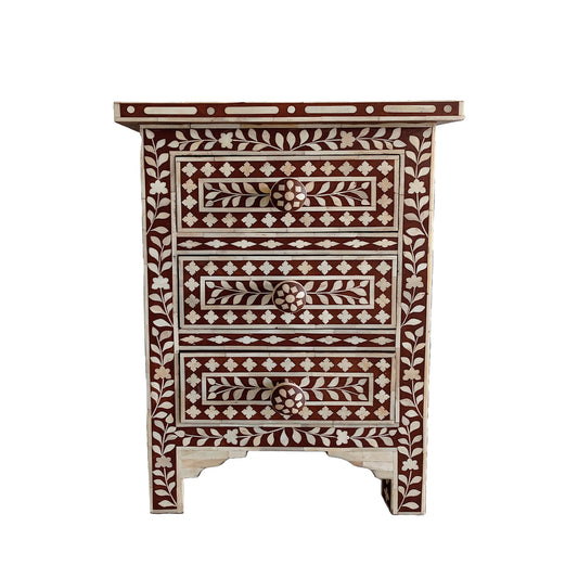 Personalized Bone Inlay Bedside/ Bedside /Cabinet /Best Home Decor Item with Floral Design
