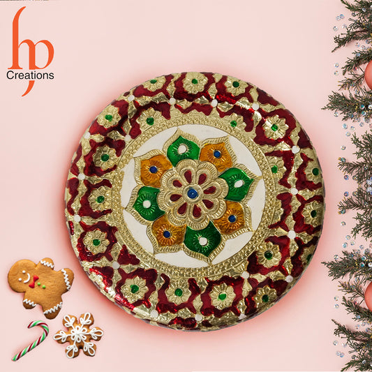 Decorative Holiday Easter Round Steel Cookie Tin/ Meenakari Cookie Tin Set of 2