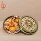 Decorative Round Steel Cookie Tin/ White Meenakari Cookie Tin Set of 2