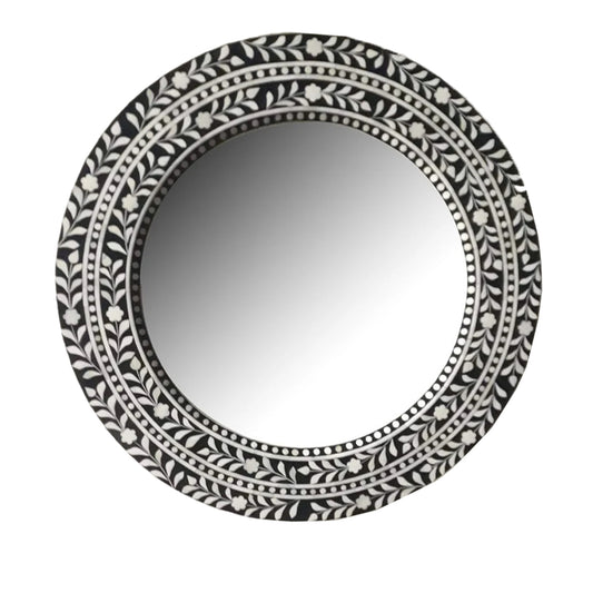 Handmade Customized Bone Inlay Round Mirror Frame