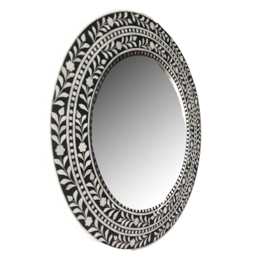 Handmade Customized Bone Inlay Round Mirror Frame