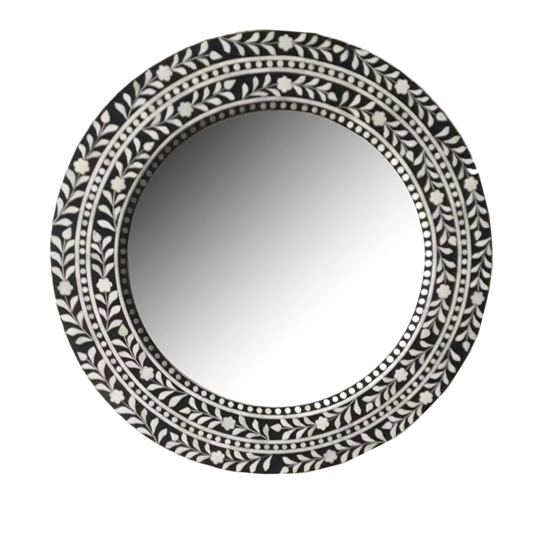 Handmade Customized Bone Inlay Round Mirror Frame