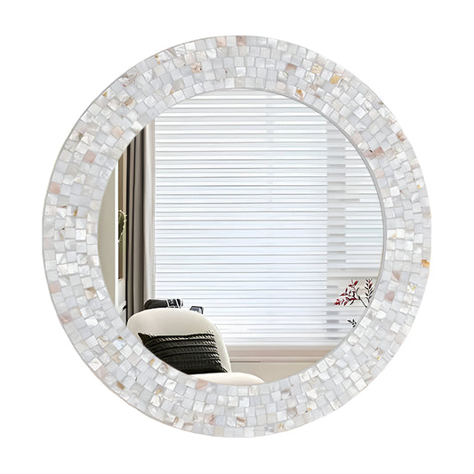 Handmade Mother Of Pearl Inlay Round Mirror Decorative Wall Mirror Frame
