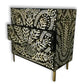 Handmade Bone Inlay Peacock Design Chest of 3 Drawers, Antique Bedroom/Living Room Storage Table