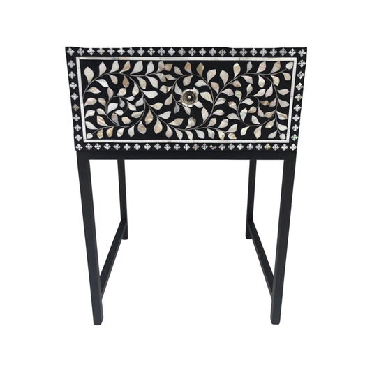 Personalized Mother of Pearl Antique Handmade Night Stand End table Furniture with Insurance