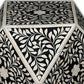 Bone Inlay Diamond Cut Stool In Floral Pattern